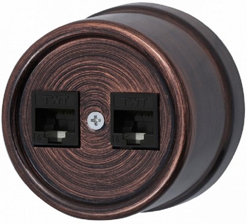 Розетка-ретро компьютерная пластик Bironi Лизетта 2-м. RJ45+RJ45 5е медный век фото Розетка-ретро компьютерная пластик Bironi Лизетта 2-м. RJ45+RJ45 5е медный век картинка